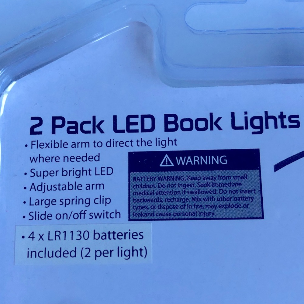 NEW HOMEMATE LED Book Lights Black 2pk w/ Batteries - Picture 4 of 13